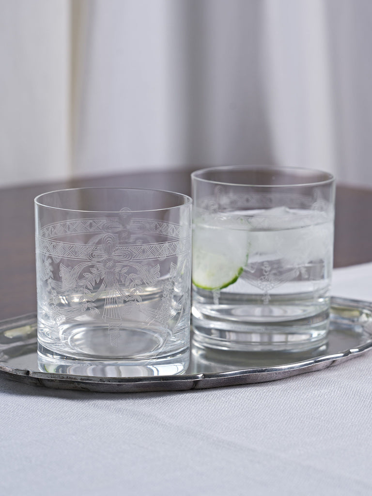 Victoria Engraved Crystal Tumbler - Set of 2 Glassware BRISSI