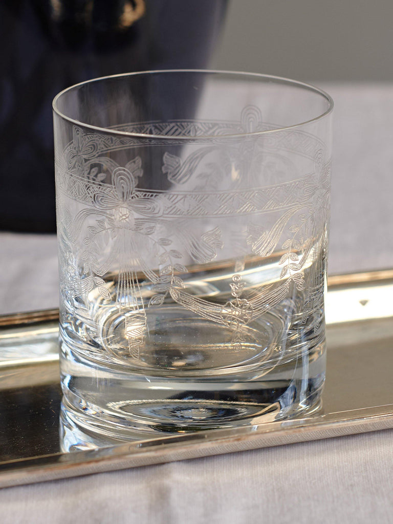 Victoria Engraved Crystal Tumbler Set of 4 Glassware BRISSI 
