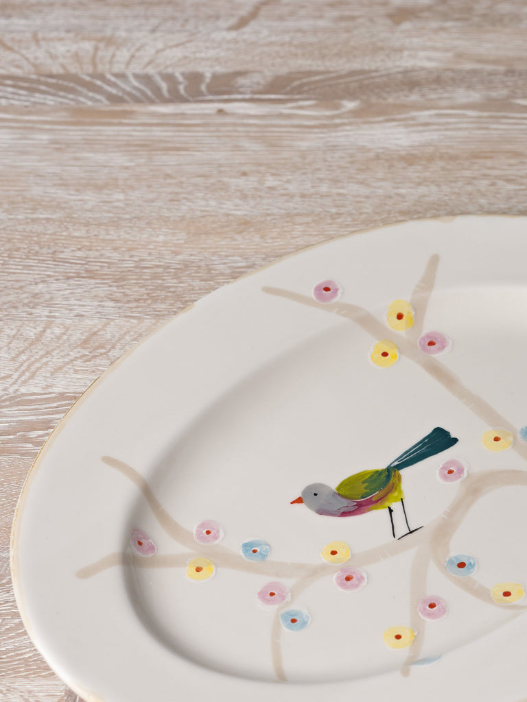 Italian Handmade Bird Oval Platter Crockery BRISSI