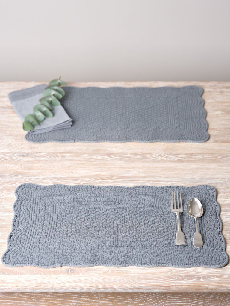 Brissi Grey Stonewashed Quilted Cotton Placemat