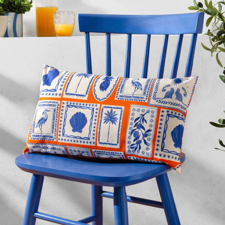Frieze Outdoor Cushion Coral/Blue Garden Accessories BRISSI 