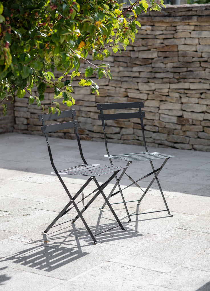 Bistro Chairs Set of 2 Steel Grey Garden Furniture BRISSI 