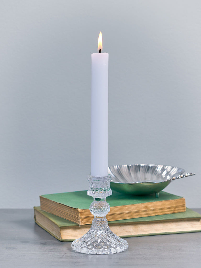 Harper Clear Pressed Glass Candlestick Candle Holder BRISSI