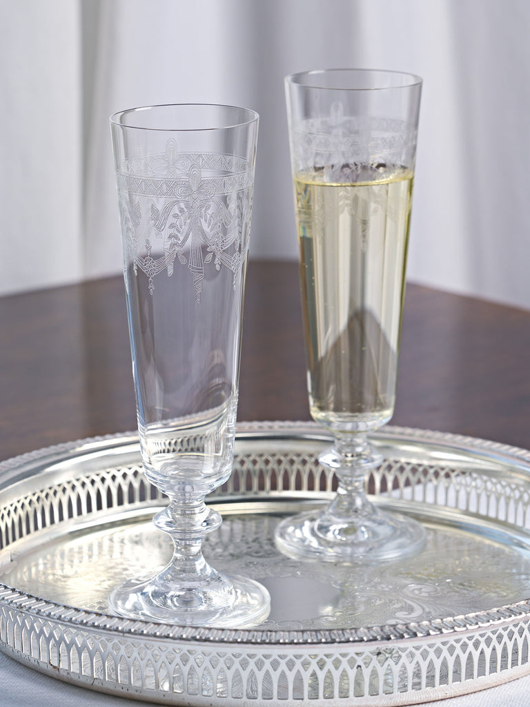 Victoria Engraved Crystal Flute - Set of 4 Glassware BRISSI