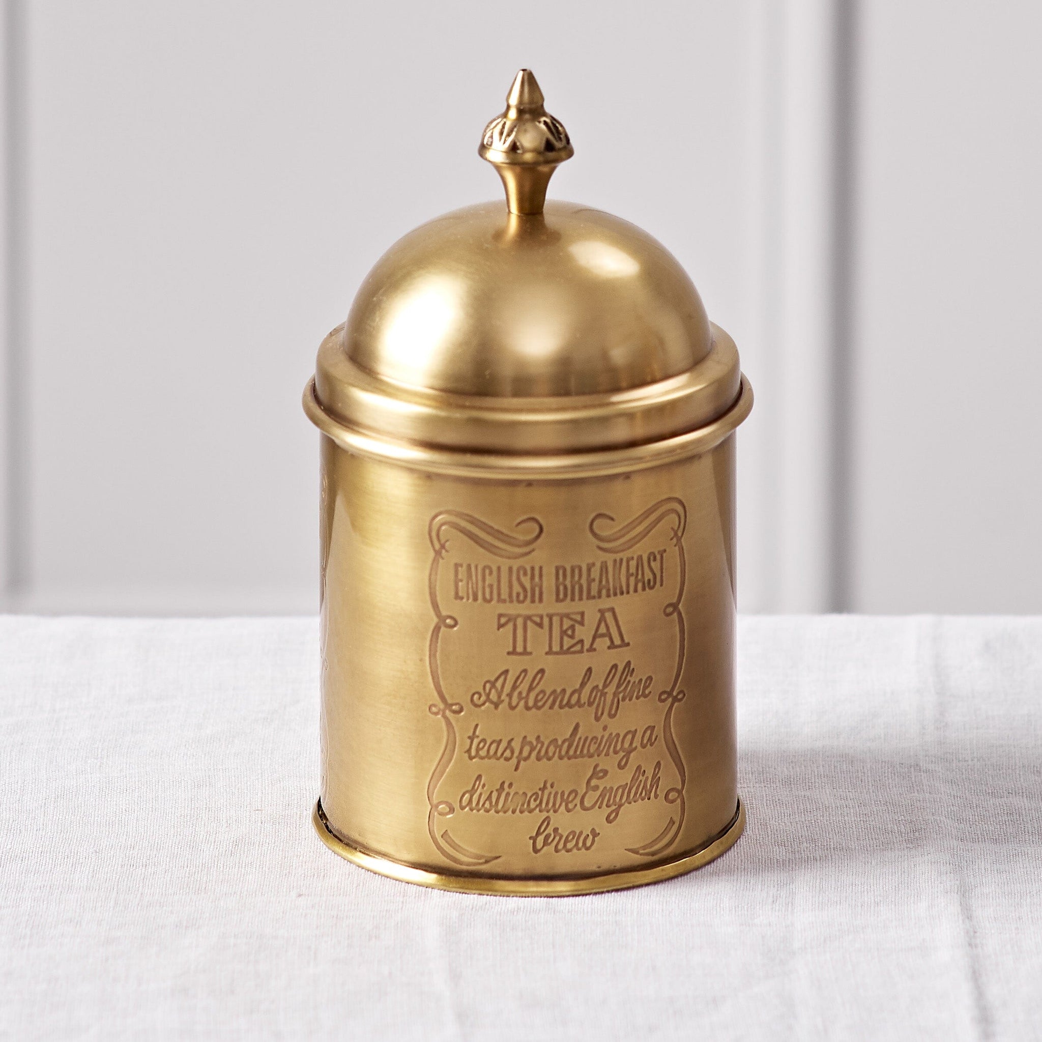 Vintage engraved brass 2024 tea caddy