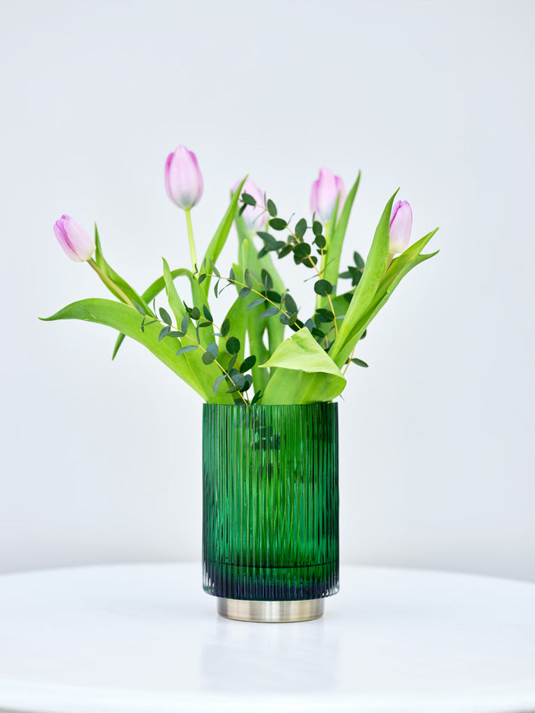 Scandi Vase Brass Base Green Vases BRISSI 