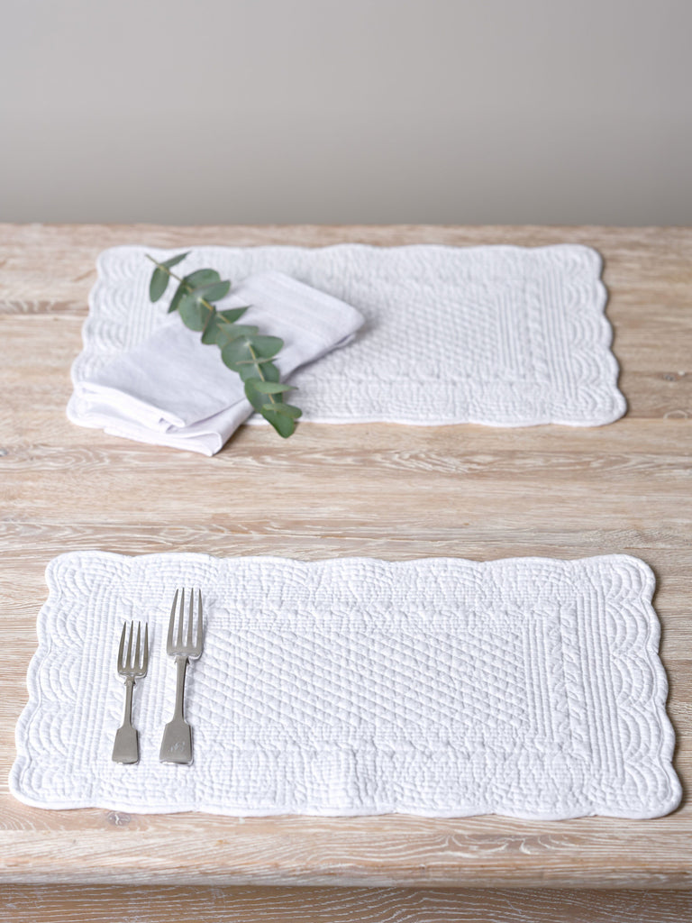White Stonewashed Quilted Cotton Placemat Napkins & Placemats BRISSI